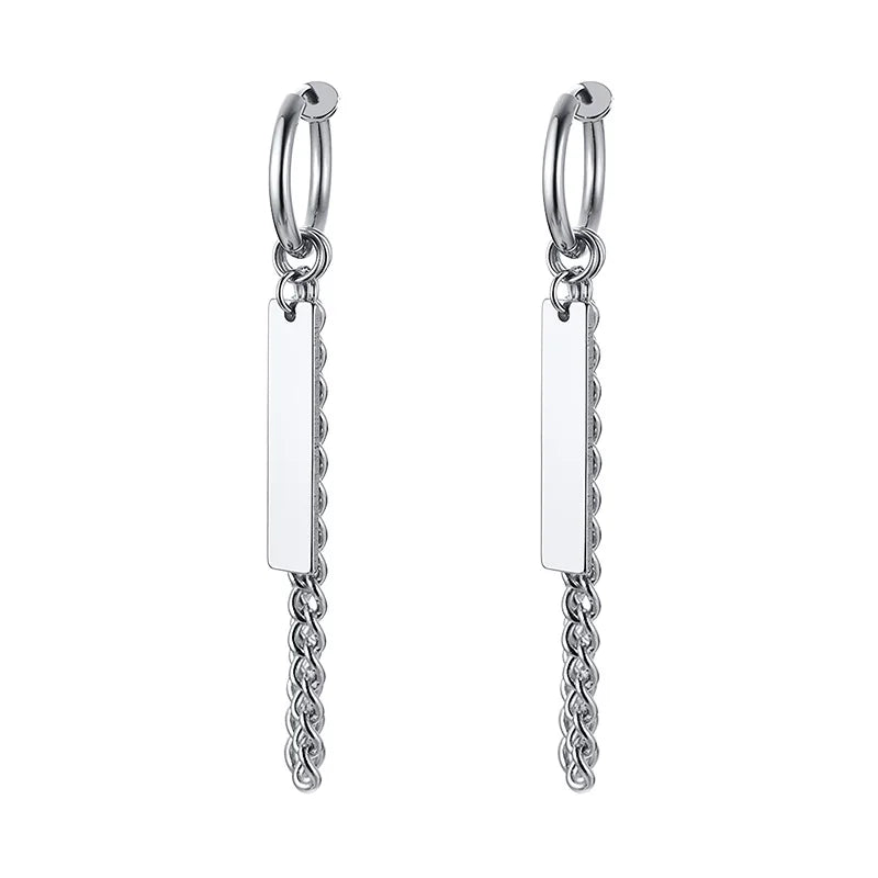 Men's Stainless Steel North Star Huggie Hoop Earrings | Piercing or Clip-On Cross Jewelry Gift
