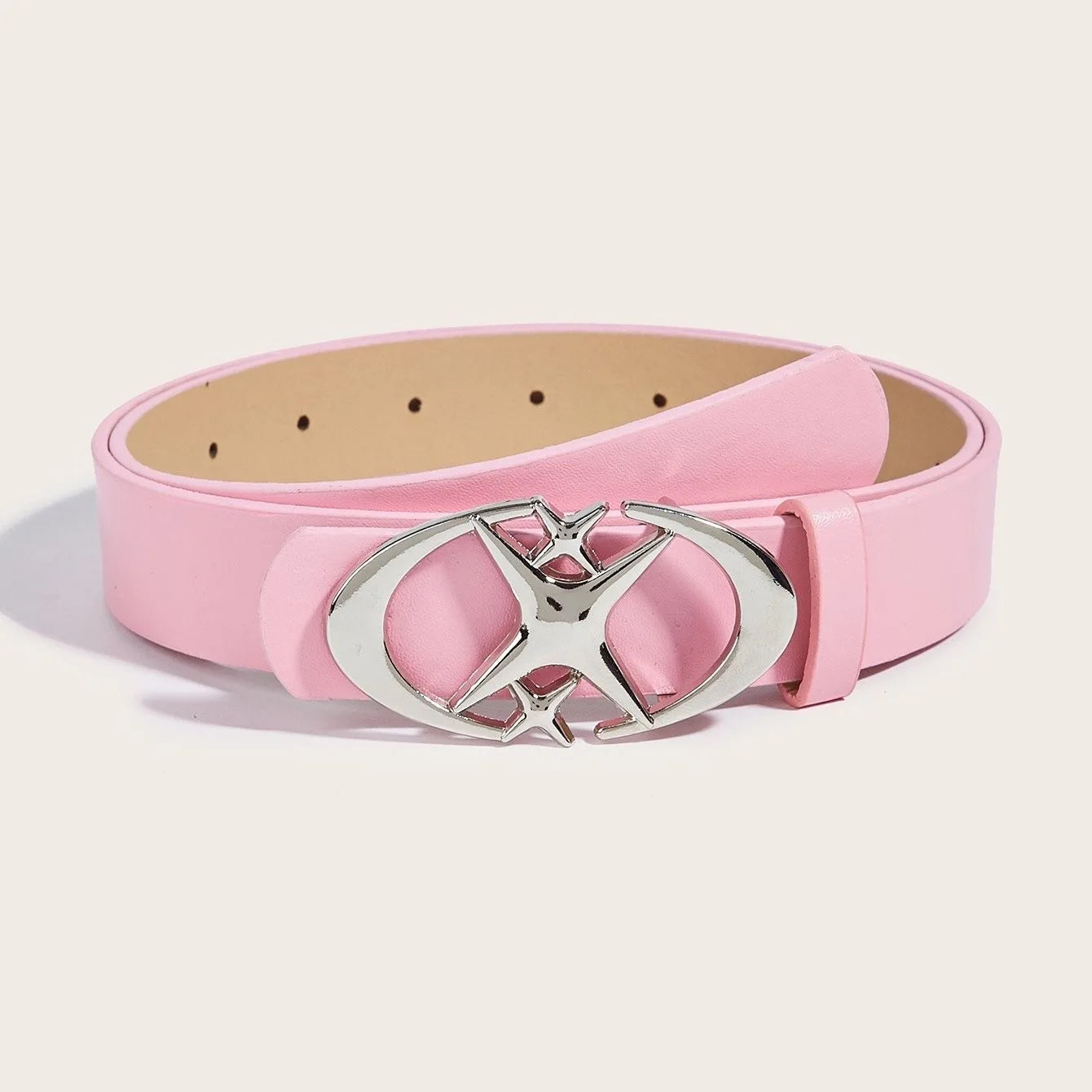 Oval Cross Metal Buckle Belt – Minimalist Unisex PU Belt for Men & Women