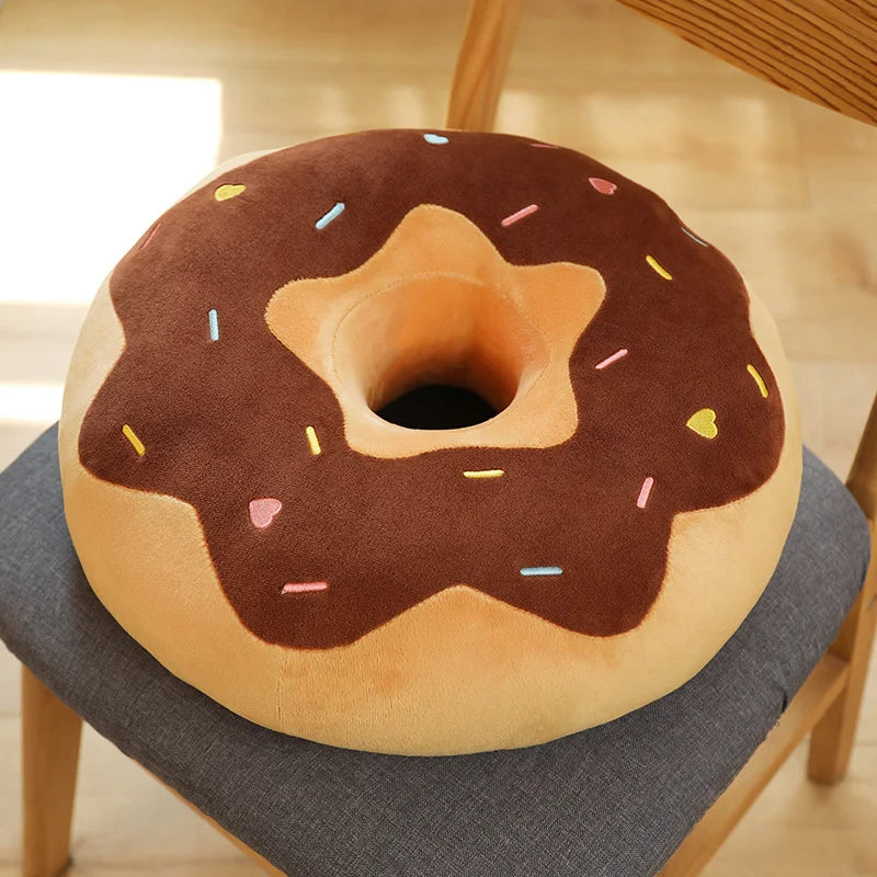 Kawaii Doughnut Plush Pillow — Squishy Stuffed Toy & Decor