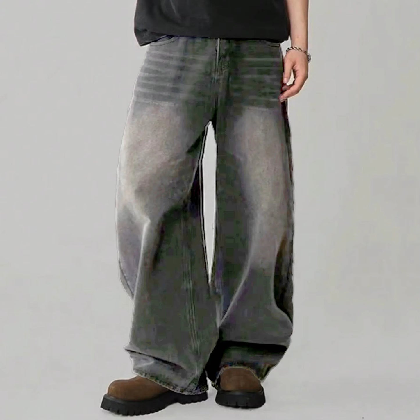 Men's Wide-Leg Baggy Jeans – Korean Streetwear, Loose Straight Fit | XS–XXL