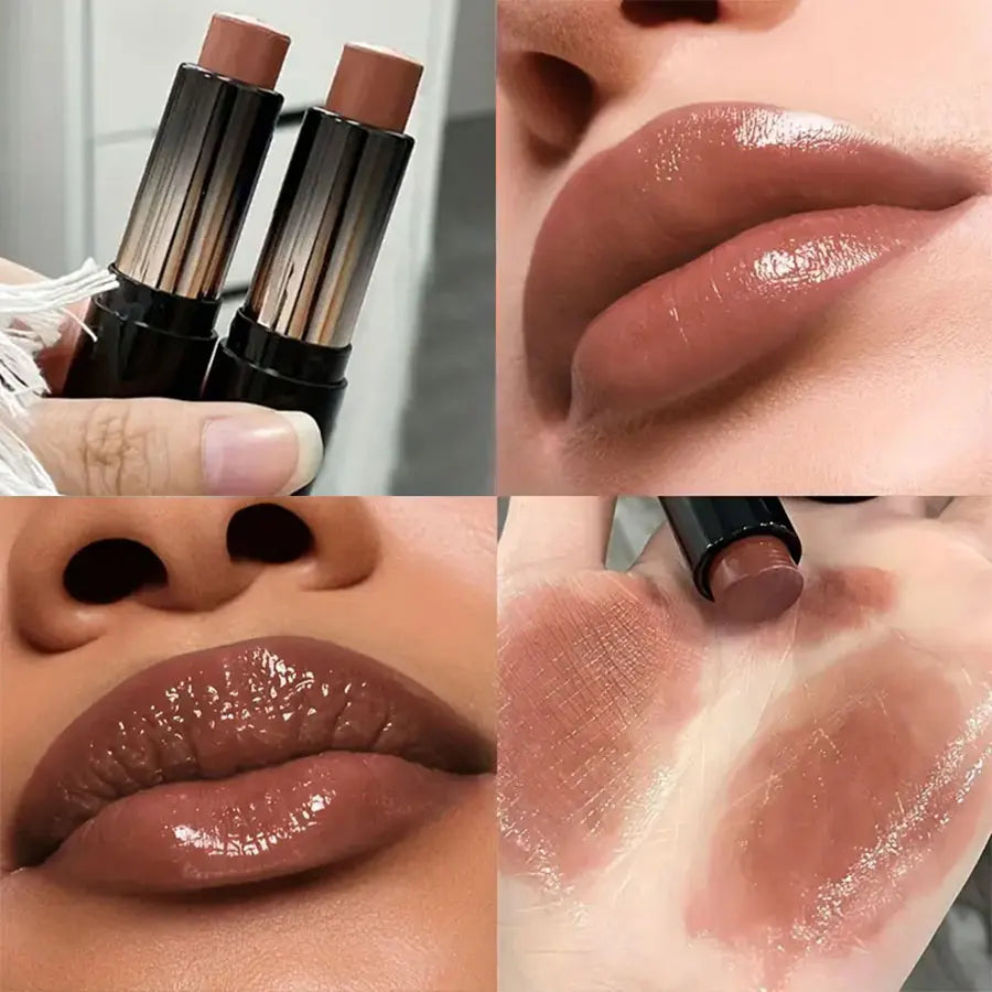 Waterproof Red Brown Lipstick | Moisturizing Mirror Lip Gloss for Long-Lasting Natural Makeup
