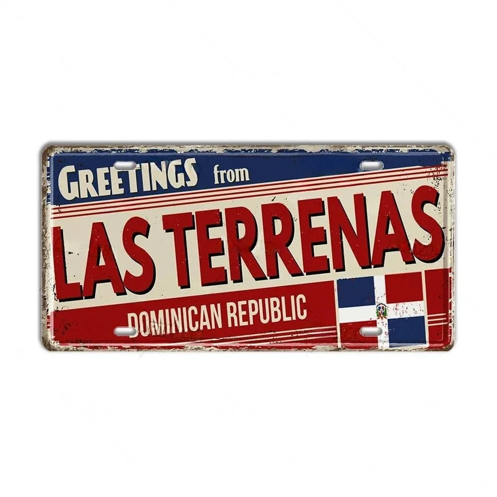 Caribbean Destination Metal Sign – Vintage Aluminum Wall Decor (30x15cm)