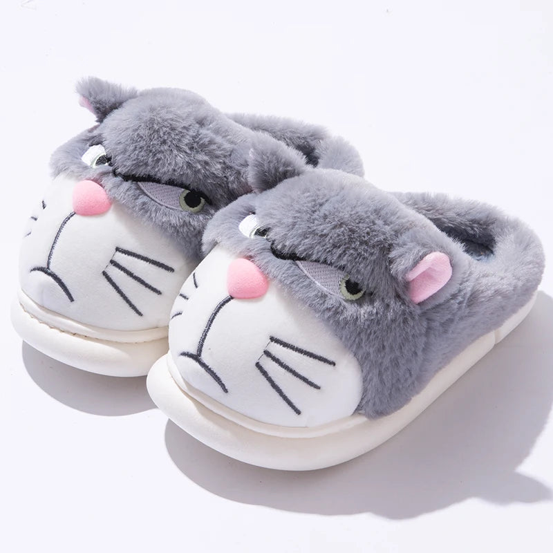Cartoon Embroidered Plush Slippers – Women's Cozy Indoor House Shoes