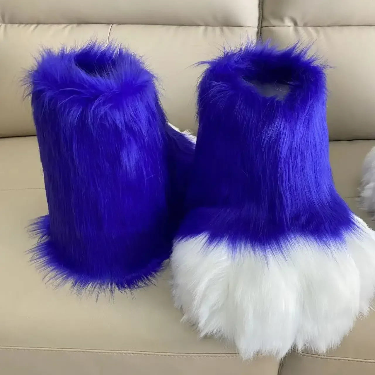 Fluffy Fursuit Paw Shoes Cosplay Animal Boots for Halloween and Conventions