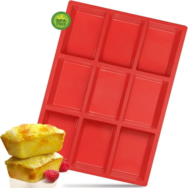 9-Cavity Silicone Mini Loaf Pan | Non-Stick Baking Mold for Bread, Cake & Soap