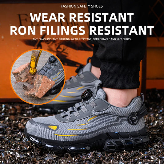 Steel Toe Safety Shoes for Men Lace Free Breathable