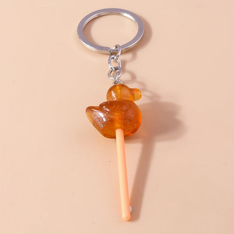 3D Simulation Food Keychain – Cute Resin Lollipop, Donut & Snack Key Ring Charms