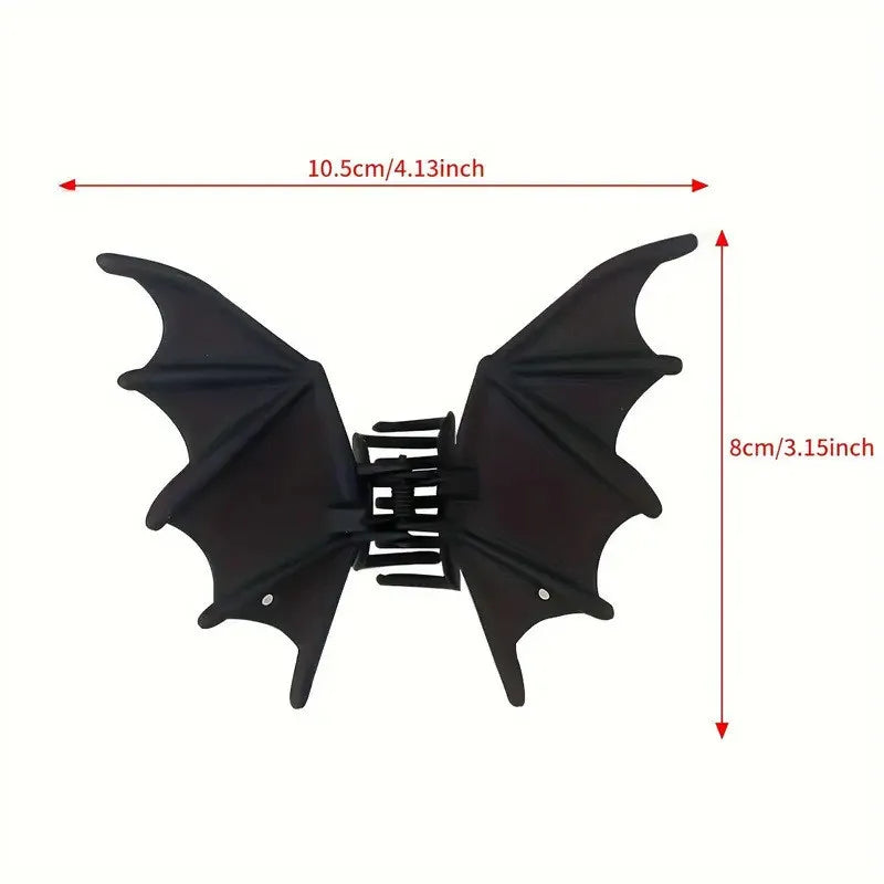 Gothic Bat Hair Clip | Matte Black Punk Animal Print Hairpin for Women & Halloween Party