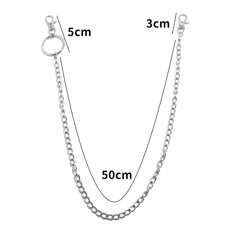 Metal Belt Chain | HipHop Rock Punk Hook Wallet Chain Keychain Ring Clip Jewelry