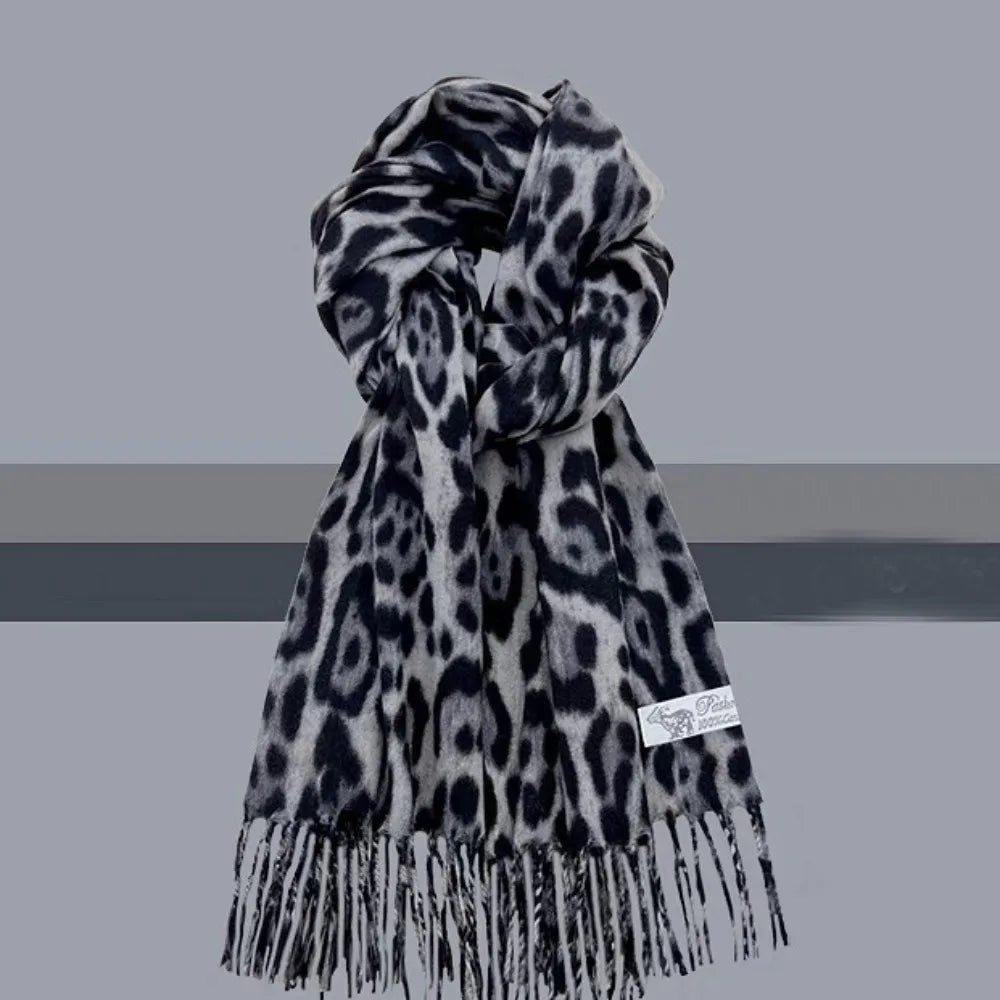 Leopard Tassel Shawl Scarf – Cozy Cashmere-Feel Winter Wrap