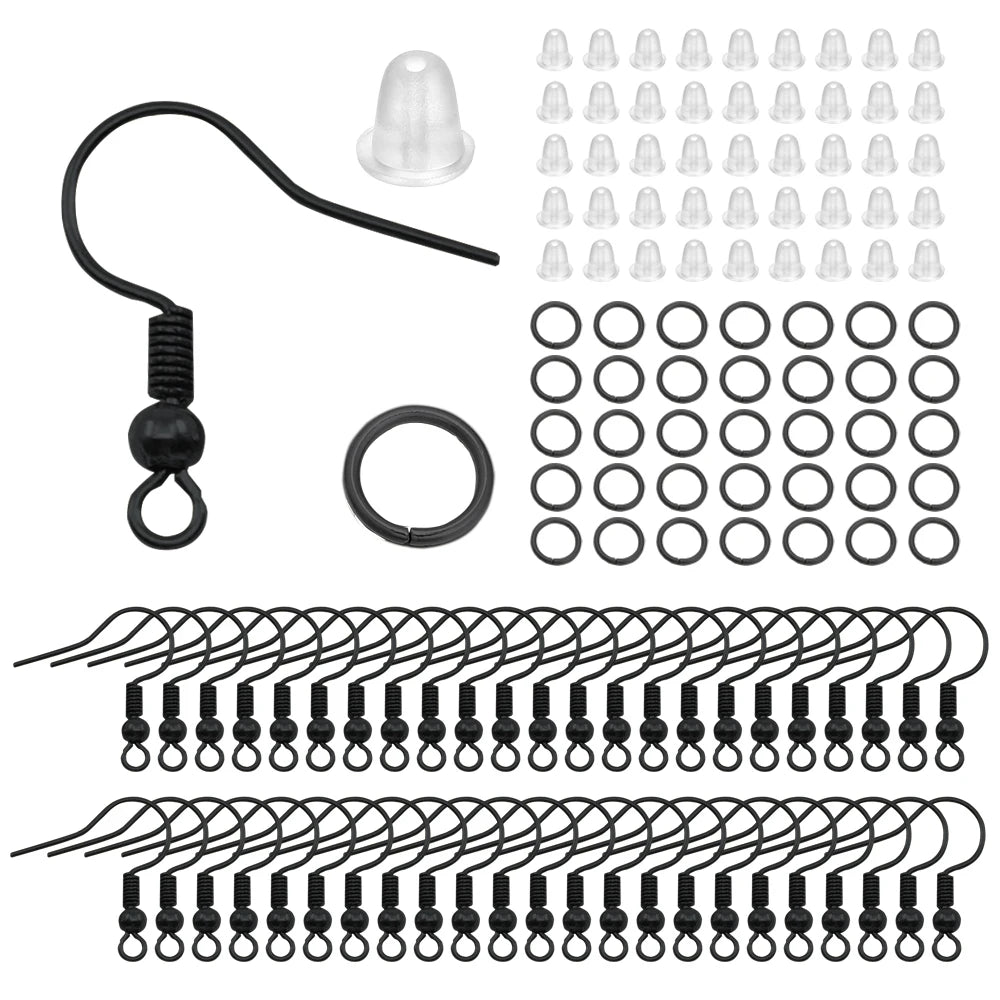 Hypoallergenic Earring Hook Kit | 100/300pcs Fish Hooks, Jump Rings & Ear Wires for DIY Jewelry Making