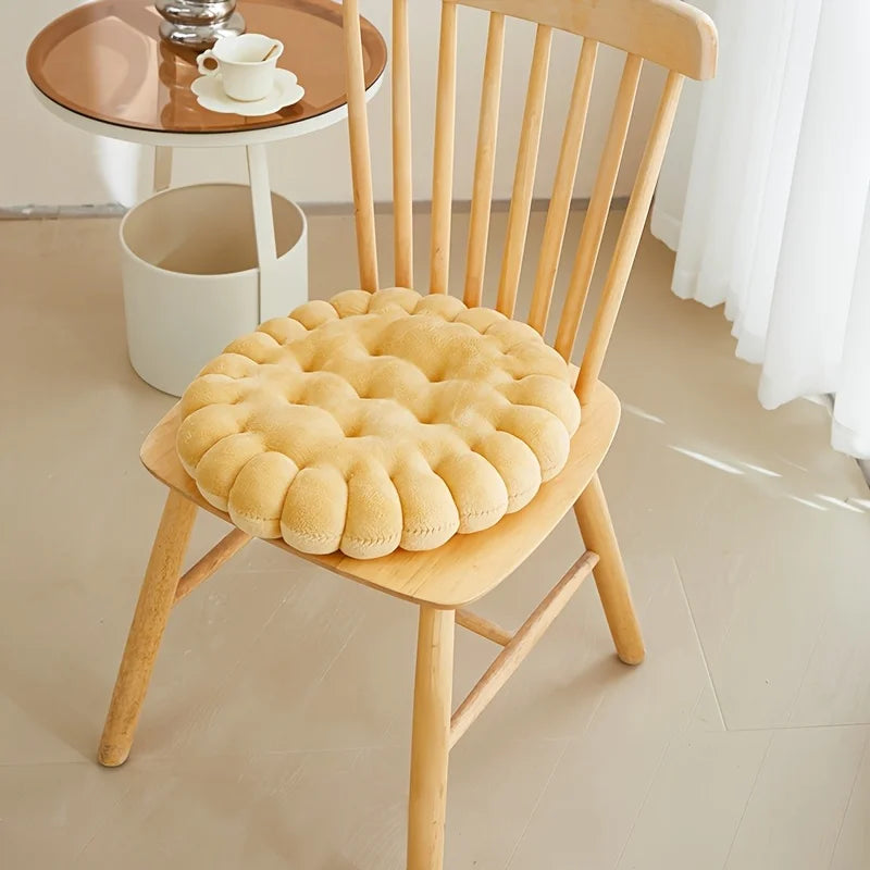 Large Biscuit Shape Plush Cushion – Soft Decorative Cookie Seat Pad for Chair, Floor & Tatami