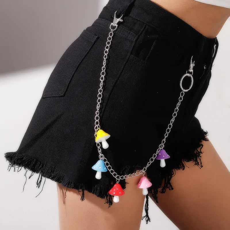 Cute Rainbow Resin Keychain & Waist Chain – Bear, Mushroom & Flower Designs