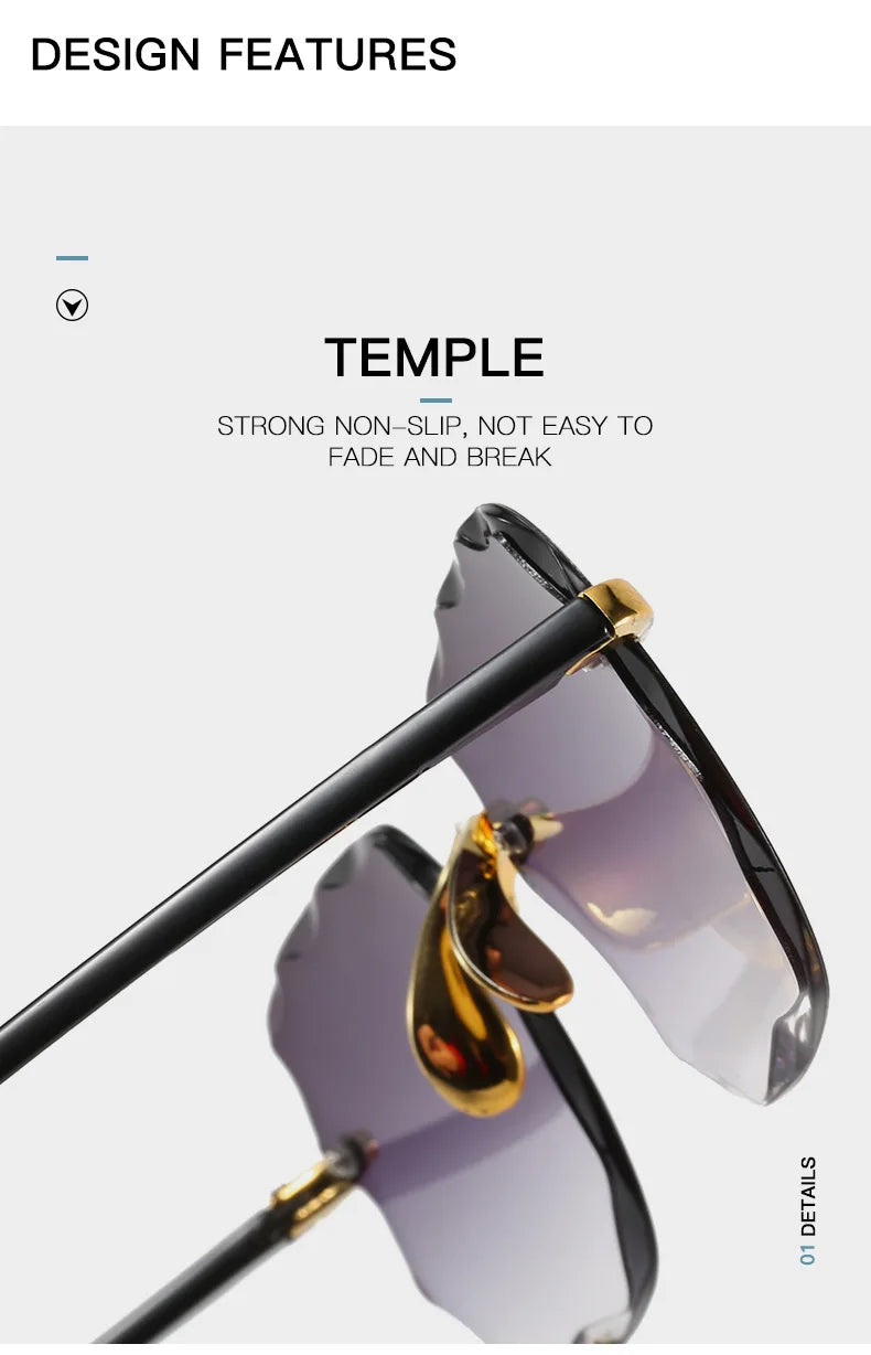 Women's Square Rimless Sunglasses | 3pcs Luxury Designer Summer UV400 Shades for Women & Men