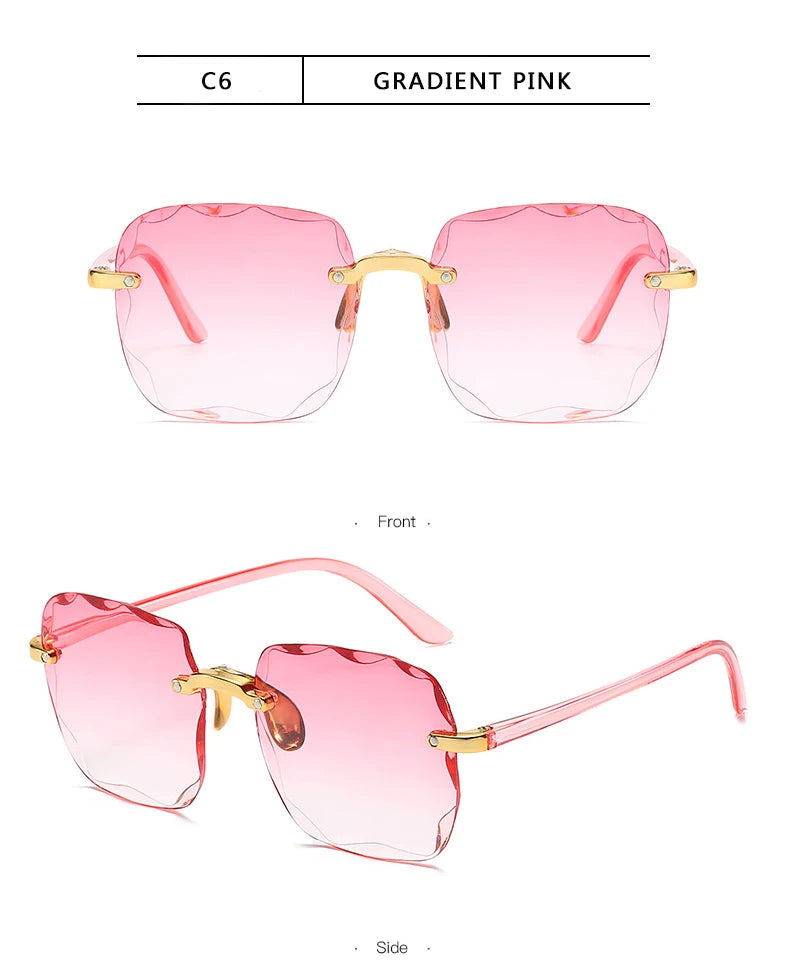 Women's Square Rimless Sunglasses | 3pcs Luxury Designer Summer UV400 Shades for Women & Men