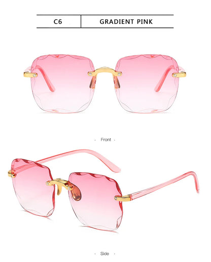 Women's Square Rimless Sunglasses | 3pcs Luxury Designer Summer UV400 Shades for Women & Men