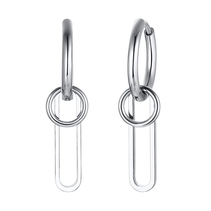 Men's Stainless Steel North Star Huggie Hoop Earrings | Piercing or Clip-On Cross Jewelry Gift