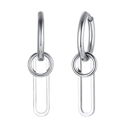 Men's Stainless Steel North Star Huggie Hoop Earrings | Piercing or Clip-On Cross Jewelry Gift