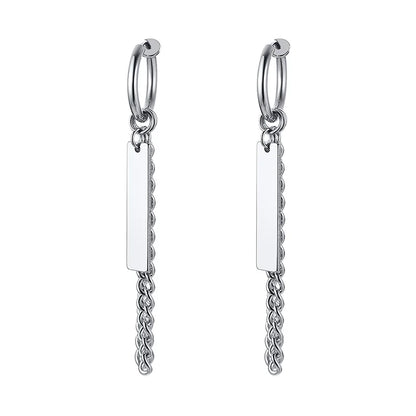 Men's Stainless Steel North Star Huggie Hoop Earrings | Piercing or Clip-On Cross Jewelry Gift