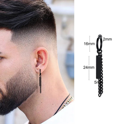 Men's Stainless Steel North Star Huggie Hoop Earrings | Piercing or Clip-On Cross Jewelry Gift