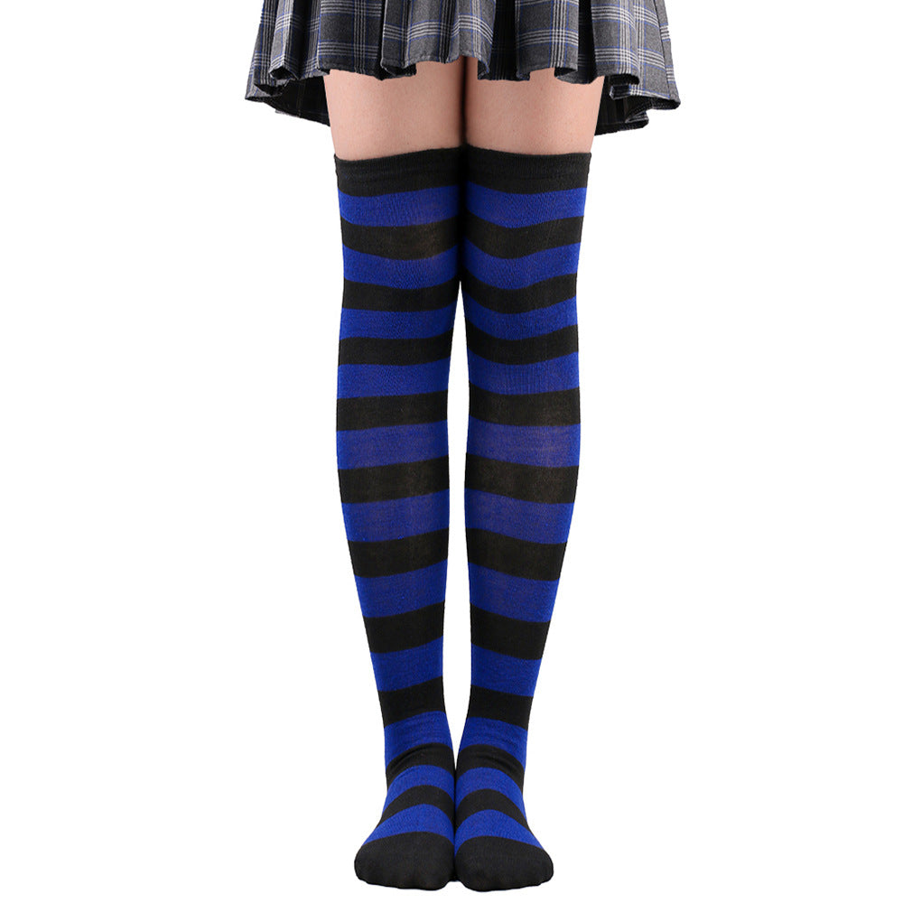 Women's Striped Thigh High Stockings | Black, White & Pink Over-Knee Lolita Harajuku Y2K Socks