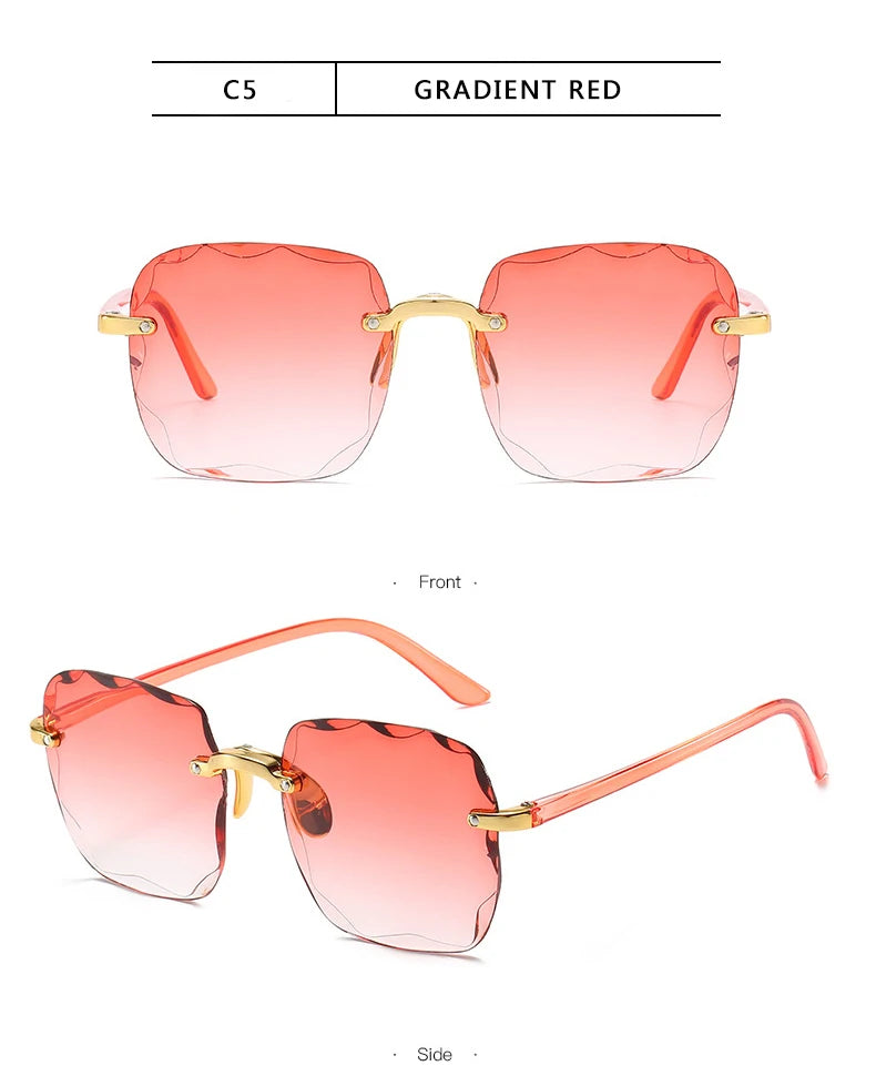Women's Square Rimless Sunglasses | 3pcs Luxury Designer Summer UV400 Shades for Women & Men