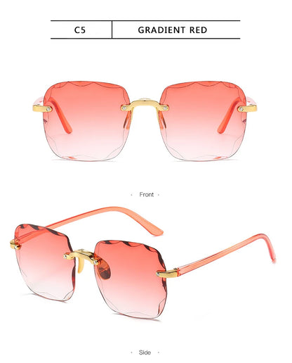 Women's Square Rimless Sunglasses | 3pcs Luxury Designer Summer UV400 Shades for Women & Men