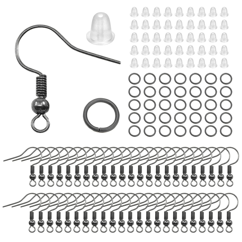 Hypoallergenic Earring Hook Kit | 100/300pcs Fish Hooks, Jump Rings & Ear Wires for DIY Jewelry Making