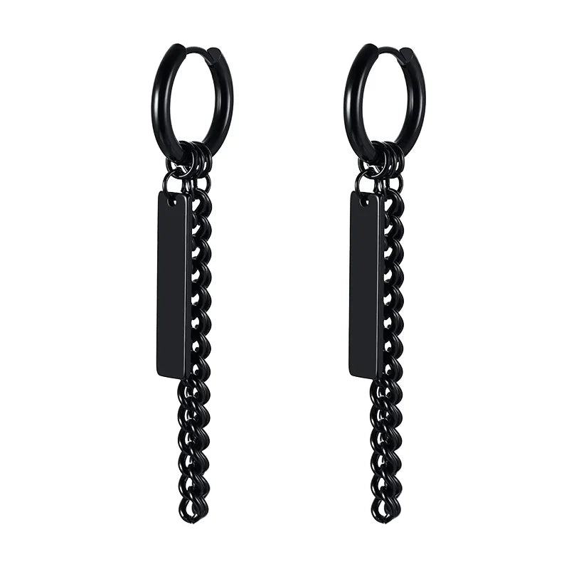 Men's Stainless Steel North Star Huggie Hoop Earrings | Piercing or Clip-On Cross Jewelry Gift