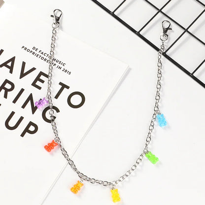 Cute Rainbow Resin Keychain & Waist Chain – Bear, Mushroom & Flower Designs