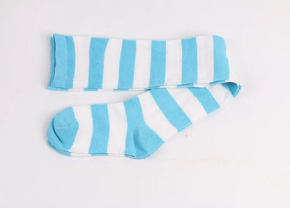 Women's Striped Thigh High Stockings | Black, White & Pink Over-Knee Lolita Harajuku Y2K Socks