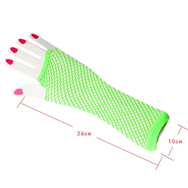 Women's Fishnet Fingerless Arm Warmers – Long Gloves for Party & Fancy Dress