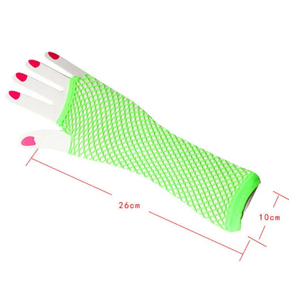 Women's Fishnet Fingerless Arm Warmers – Long Gloves for Party & Fancy Dress