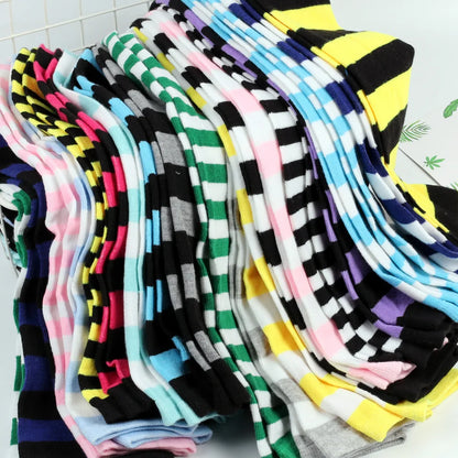 Women's Striped Thigh High Stockings | Black, White & Pink Over-Knee Lolita Harajuku Y2K Socks