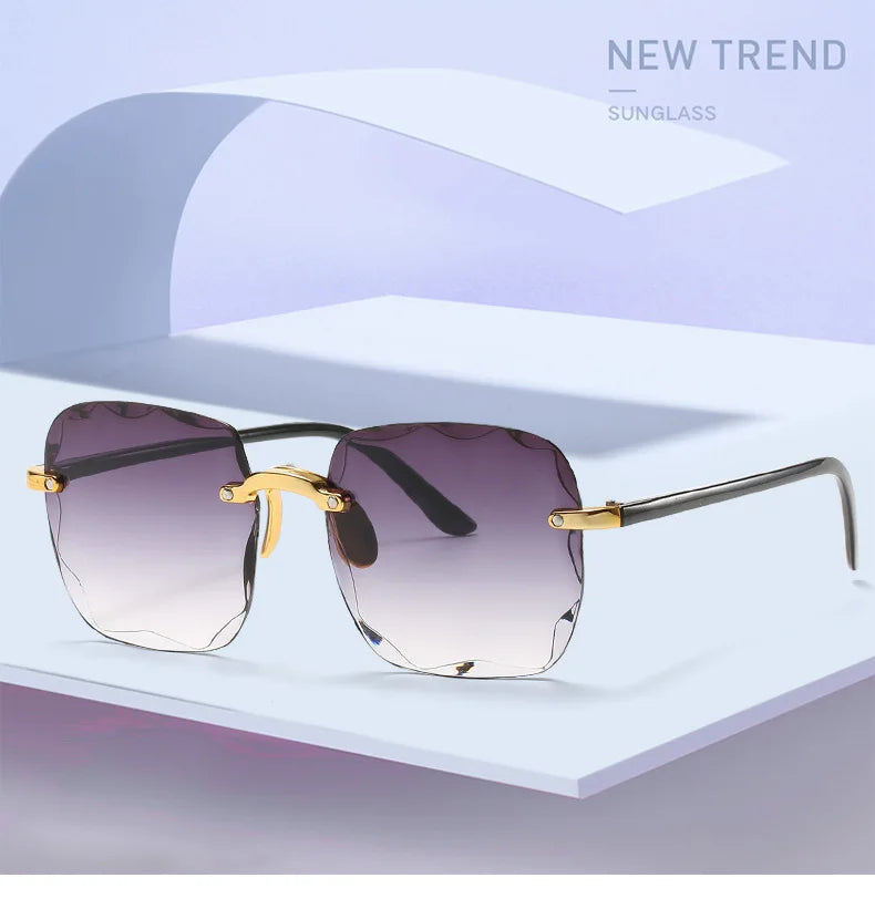 Women's Square Rimless Sunglasses | 3pcs Luxury Designer Summer UV400 Shades for Women & Men