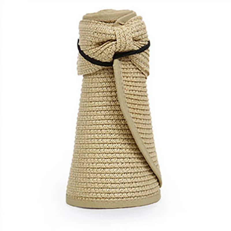 Women's Foldable Wide Brim Straw Beach Hat – UV Protection Sun Cap
