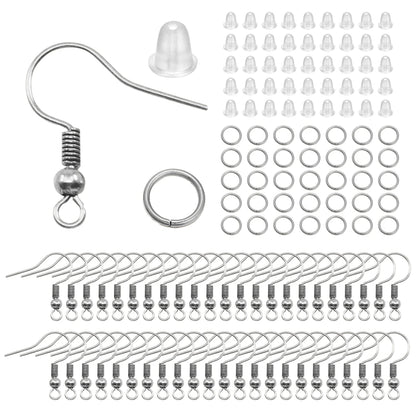 Hypoallergenic Earring Hook Kit | 100/300pcs Fish Hooks, Jump Rings & Ear Wires for DIY Jewelry Making