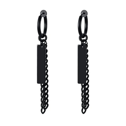 Men's Stainless Steel North Star Huggie Hoop Earrings | Piercing or Clip-On Cross Jewelry Gift