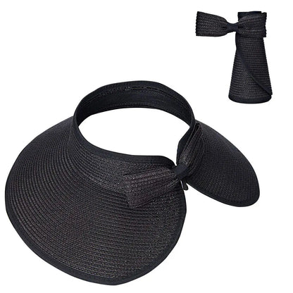 Women's Foldable Wide Brim Straw Beach Hat – UV Protection Sun Cap