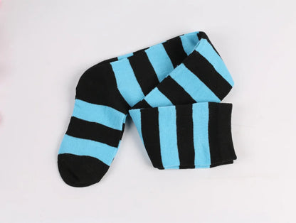 Women's Striped Thigh High Stockings | Black, White & Pink Over-Knee Lolita Harajuku Y2K Socks