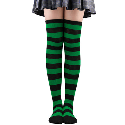 Women's Striped Thigh High Stockings | Black, White & Pink Over-Knee Lolita Harajuku Y2K Socks