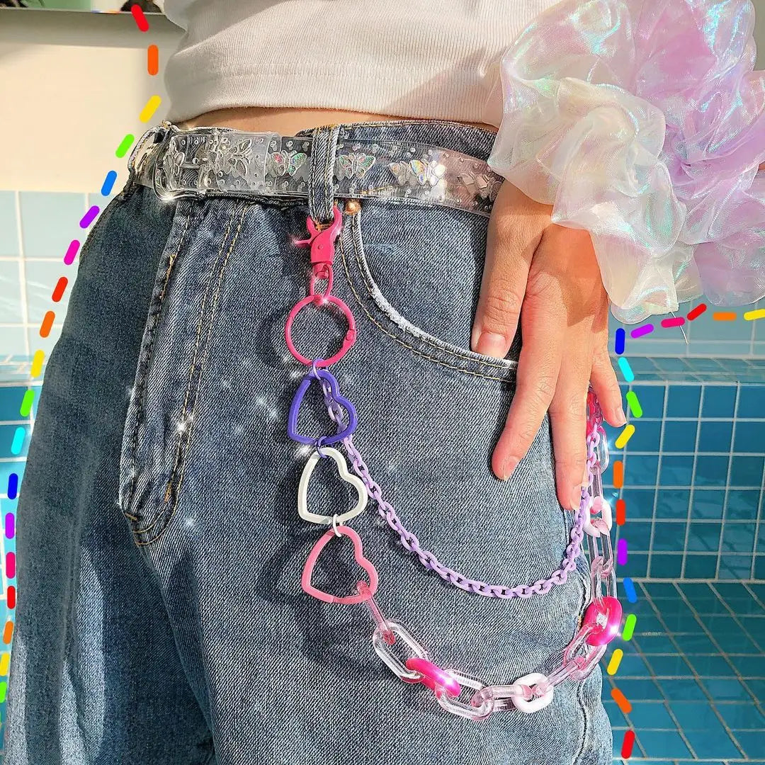 Cute Rainbow Resin Keychain & Waist Chain – Bear, Mushroom & Flower Designs