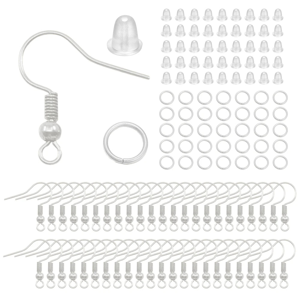 Hypoallergenic Earring Hook Kit | 100/300pcs Fish Hooks, Jump Rings & Ear Wires for DIY Jewelry Making