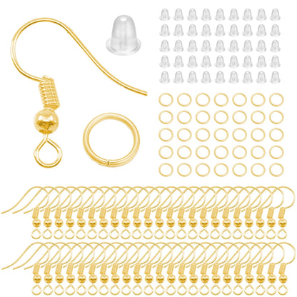 Hypoallergenic Earring Hook Kit | 100/300pcs Fish Hooks, Jump Rings & Ear Wires for DIY Jewelry Making
