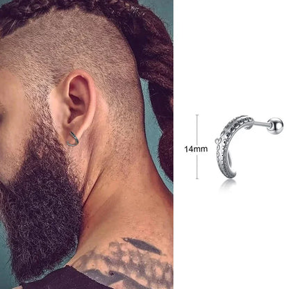 Men's Stainless Steel North Star Huggie Hoop Earrings | Piercing or Clip-On Cross Jewelry Gift