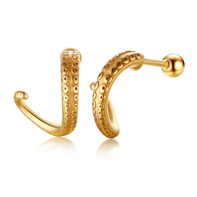 Men's Stainless Steel North Star Huggie Hoop Earrings | Piercing or Clip-On Cross Jewelry Gift