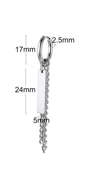 Men's Stainless Steel North Star Huggie Hoop Earrings | Piercing or Clip-On Cross Jewelry Gift
