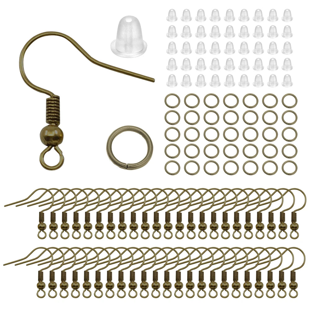 Hypoallergenic Earring Hook Kit | 100/300pcs Fish Hooks, Jump Rings & Ear Wires for DIY Jewelry Making
