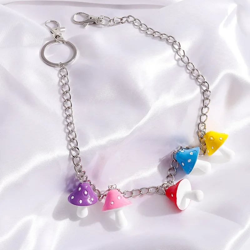 Cute Rainbow Resin Keychain & Waist Chain – Bear, Mushroom & Flower Designs