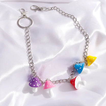 Cute Rainbow Resin Keychain & Waist Chain – Bear, Mushroom & Flower Designs
